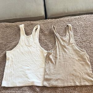 ARQ Women's Sal Tank Tops in Cream and Tan Size Large